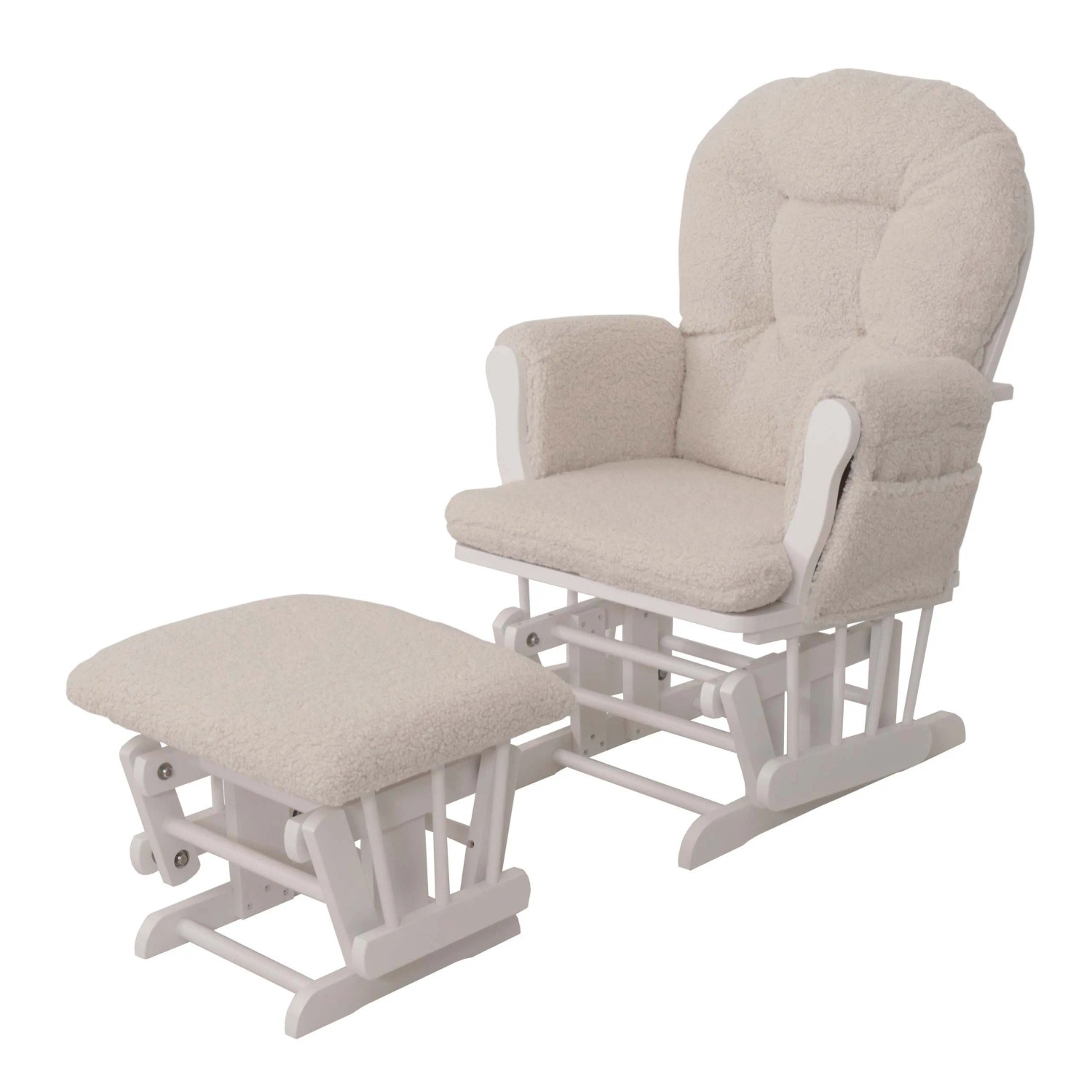 Mcw Relaxsessel C76 Stoff Bouclé Öko-Tex Creme Gestell Weiß