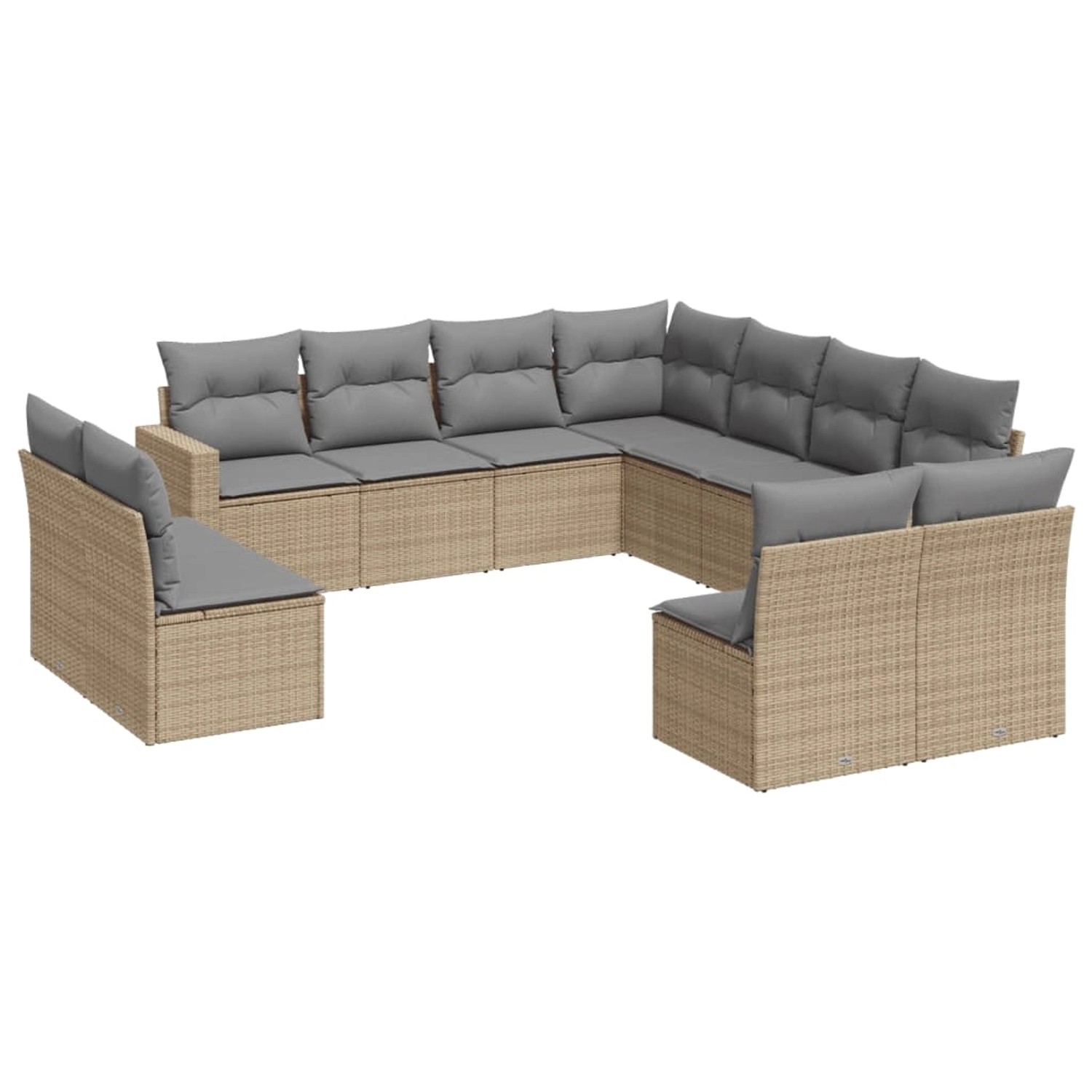 vidaXL 11-tlg Garten-Sofagarnitur mit Kissen Beige Poly Rattan Modell 24 günstig online kaufen