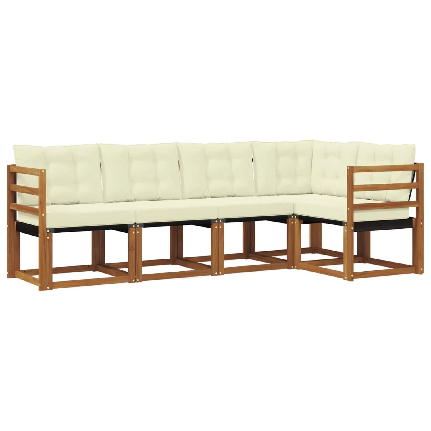 vidaXL Outdoor-Sofagarnitur mit Kissen 5-Tlg Natur und Creme 3368653