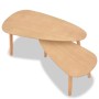 Zwei hellbraune Couchtische aus Massivholz Kiefer, organisch geformt, ineinander geschoben. Skandinavisches Set für Wohnzimmer.
