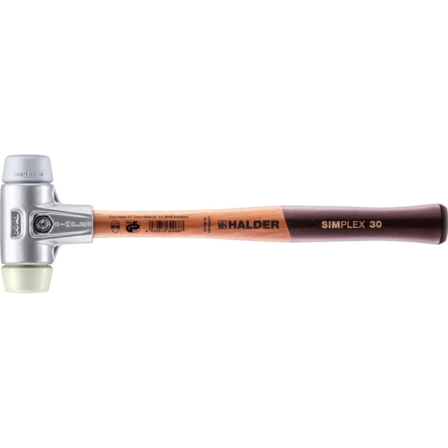 Halder Simplex Schonhammer Ø 30 mm TPE-mid Grau   Nylon mit Aluminiumgehäus günstig online kaufen