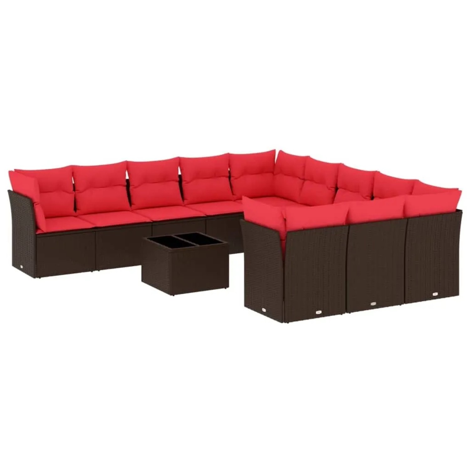vidaXL 12-Tlg Gartensofa-Set mit Kissen Braun Polyrattan 3218424 günstig online kaufen