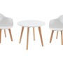 Essgruppe Louloune: Weißer Kindertisch, 60 cm, mit zwei Stühlen im skandinavischen Design, helle Holzbeine.