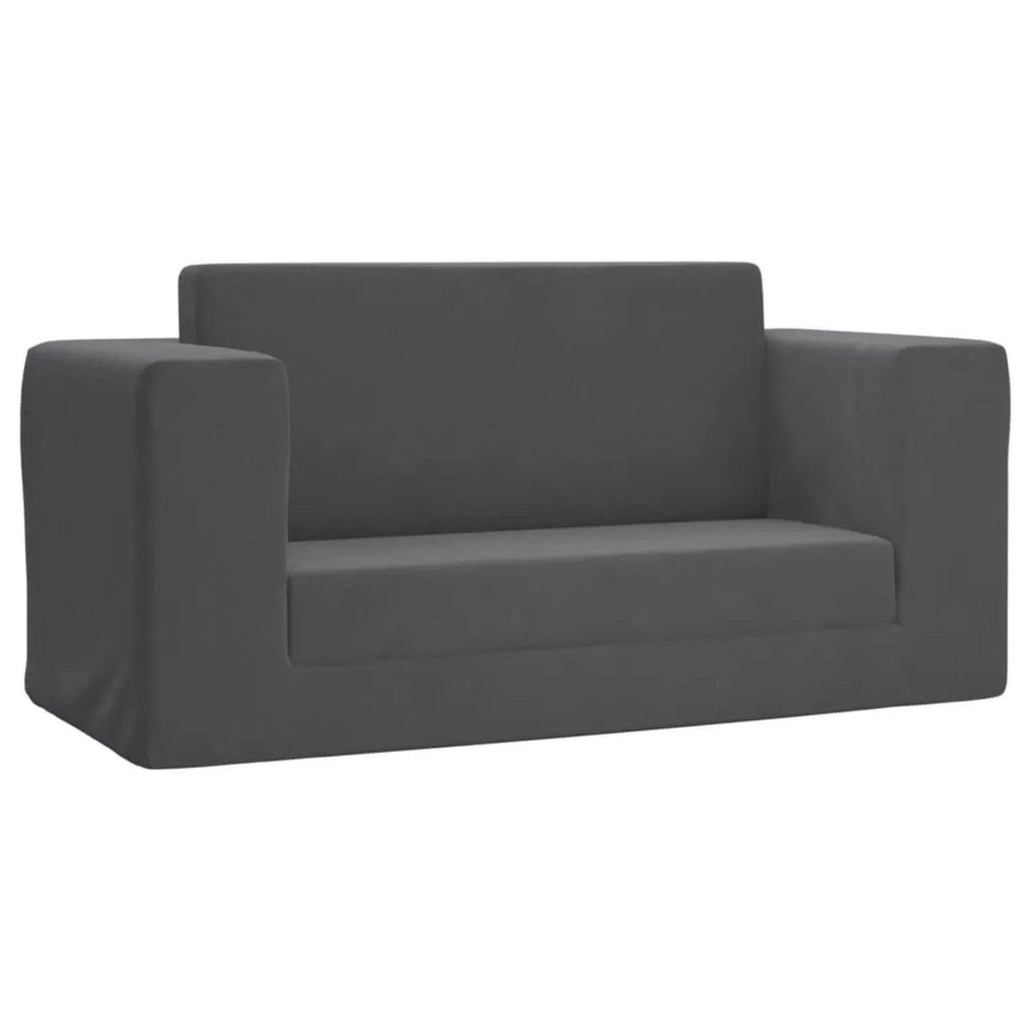 vidaXL Kinder-Schlafsofa 2-Sitzer Anthrazit Weicher Plüsch 357036