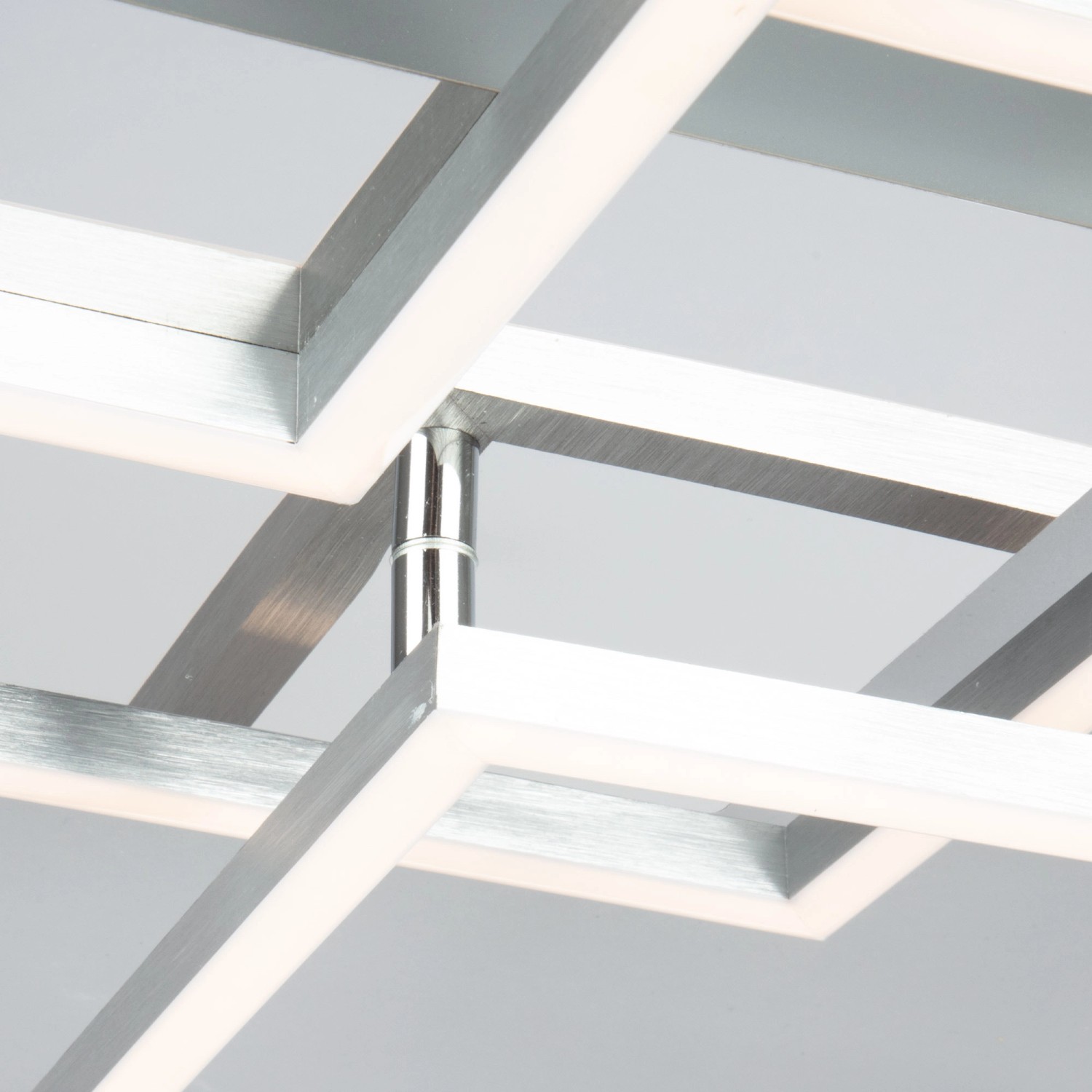 Dimmbare LED-Deckenleuchte Frame in Silber, 76 cm, mit warmweißem Licht.
