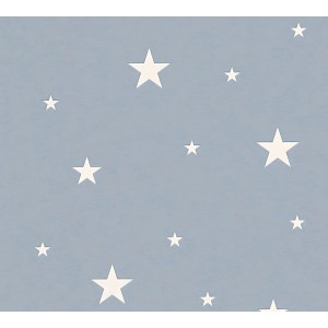 Graue Kindertapete mit weißen Sternen, matte Oberfläche. Dekorative Vliestapete für Kinderzimmer.