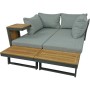 3-teilige Lounge-Gruppe Felice FSC® mit grauem Polster und Akazienholz-Tischen.