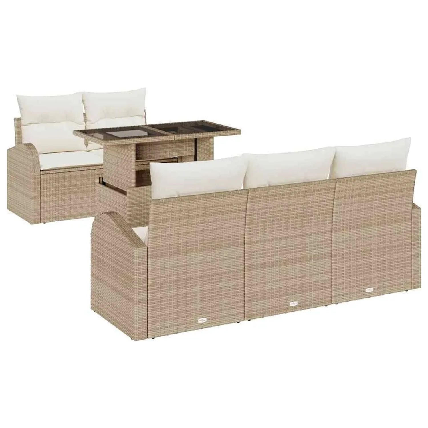 vidaXL Gartensofa-set mit Kissen 6-Tlg Beige Poly-Rattan 3357294 günstig online kaufen