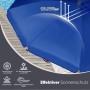 Blauer Sekey Balkonschirm 200 cm mit UV Schutz 50+ und Schutzhülle.