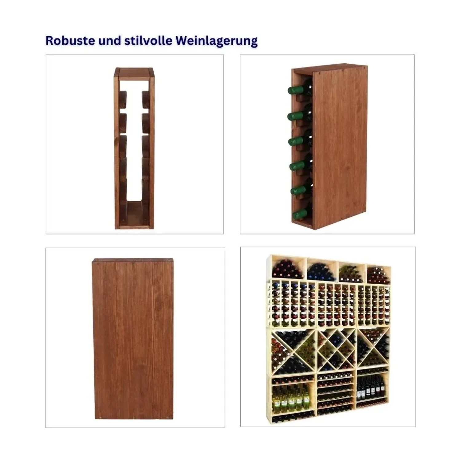 PROREGAL Weinregal Vincellar Modul aus Kiefernholz, braun geölt, für 6 Flaschen.