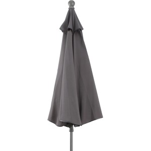 Geschlossener, grauer Siena Garden Marktschirm (Ø 200 cm) mit Push-Up Mechanik.