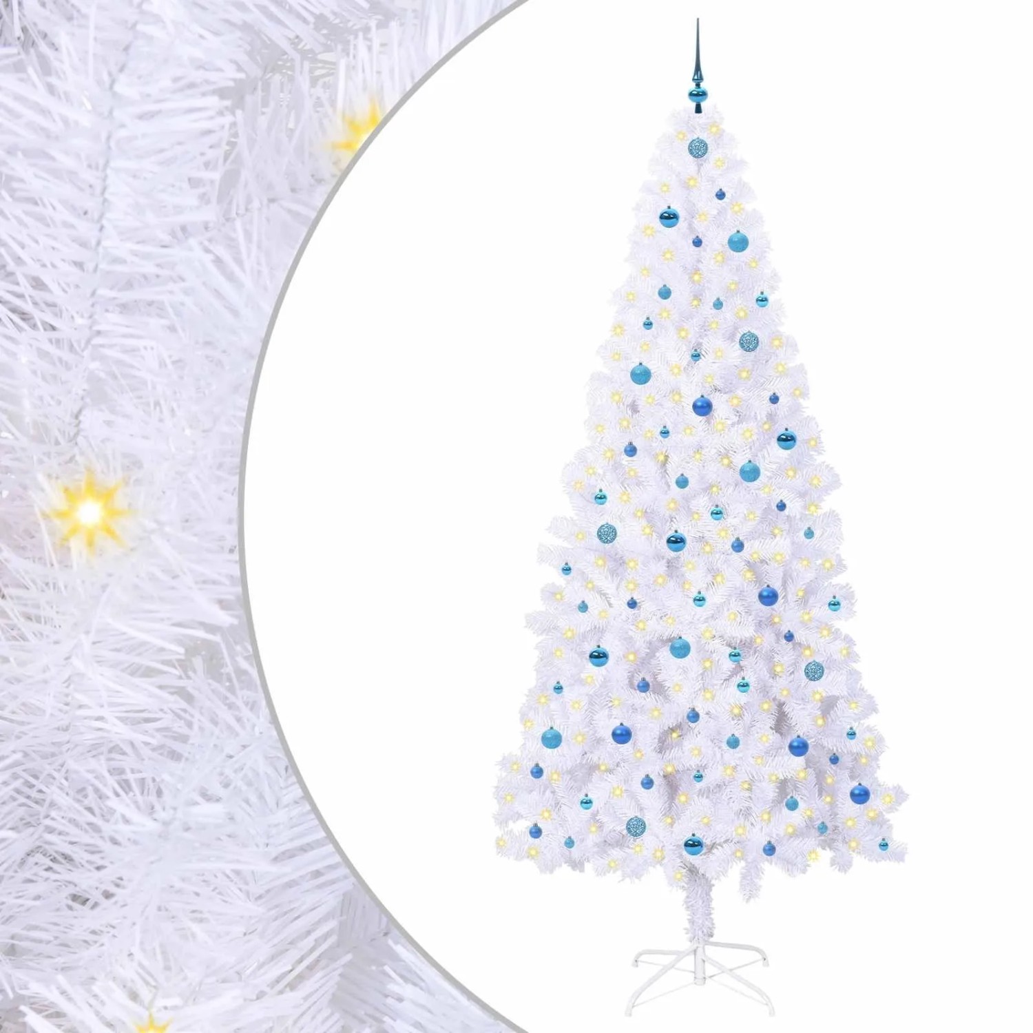 vidaXL Künstlicher Weihnachtsbaum Weiß 240 cm PVC und Stahl 3426682