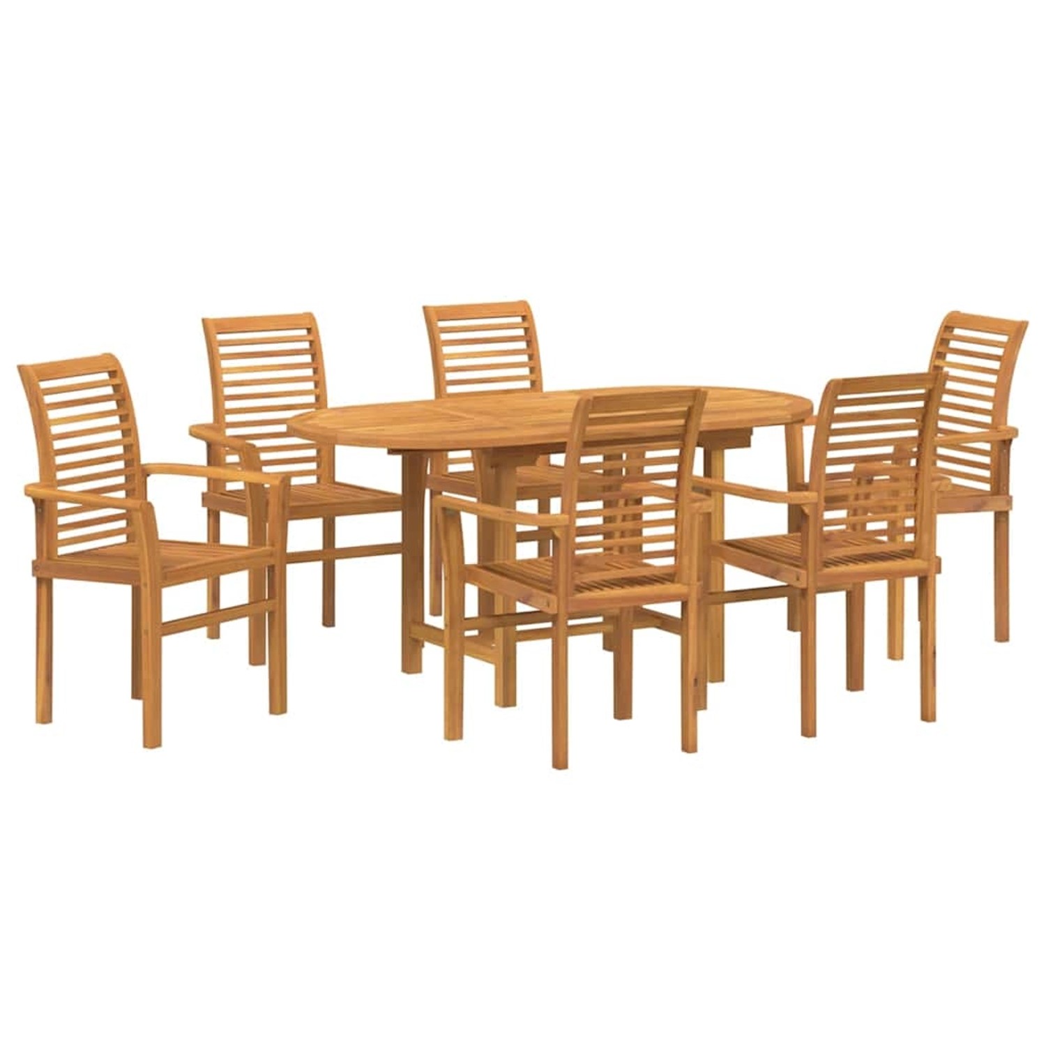 vidaXL Garten Essgruppe 7-Tlg Braun Massivholz Teak 3383948 günstig online kaufen