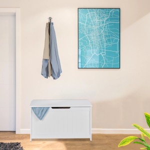 Relaxdays Kindertruhe MDF Weiß Sanft Schließend 45 cm x 80 cm x 40 cm 11,7 kg