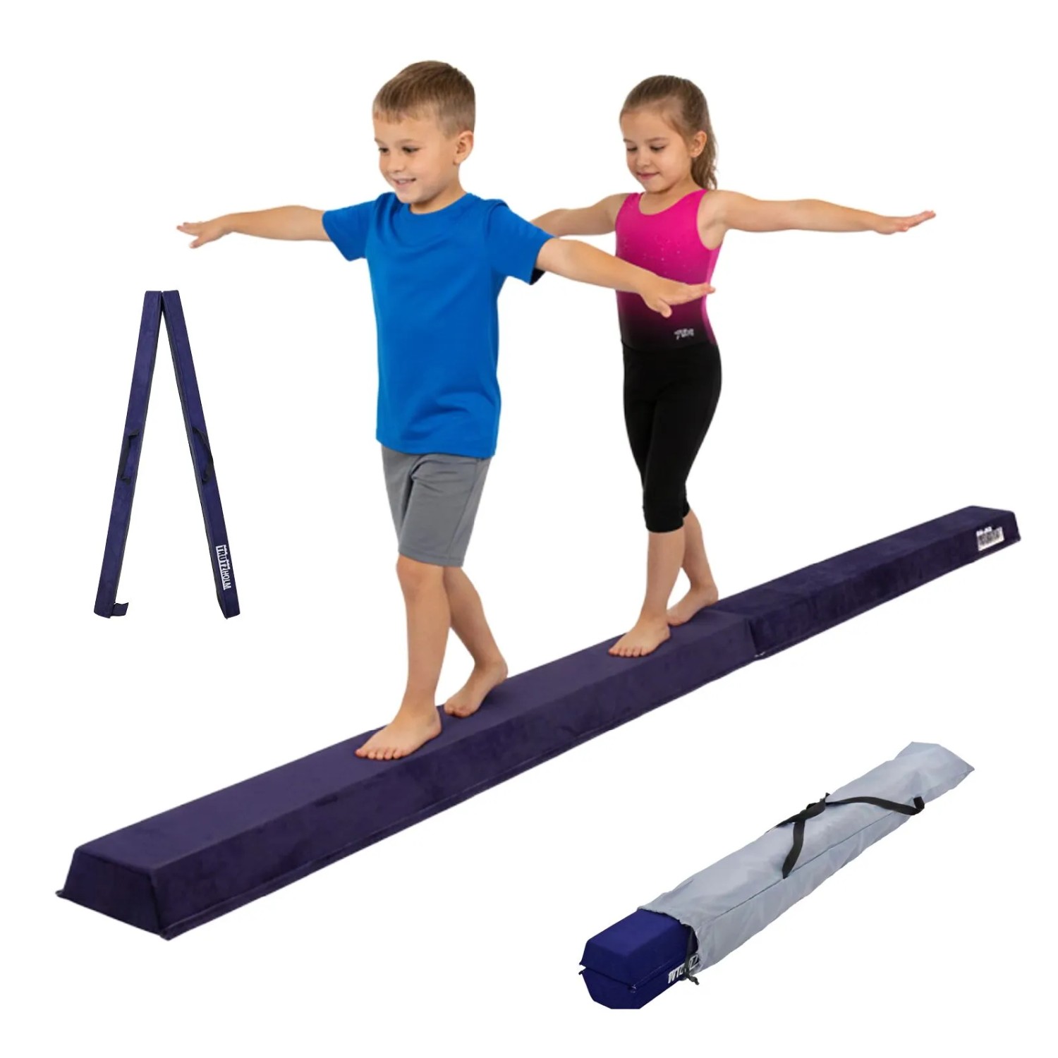 TRUTZHOLM Schwebebalken Klappbar mit Tragetasche Länge 270cm Tragkraft 100kg Blau