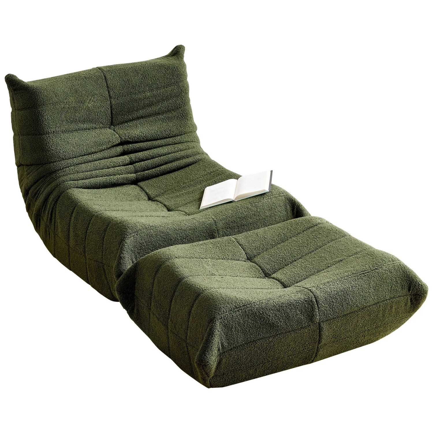 okwish Relaxsessel mit Rückenlehne Fußstütze Lazy Sofa Schlafzimmer 112x75x33cm Grün