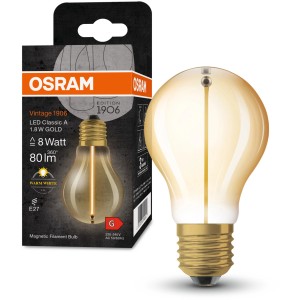 Osram LED-Lampe E27 in Glühlampenform, 1,8W, warmweiß, Vintage-Design.