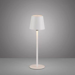 Weiße Akku-LED-Tischleuchte Boteria, dimmbar, für Innen & Außen. Dekoleuchte mit warmweißem Licht.