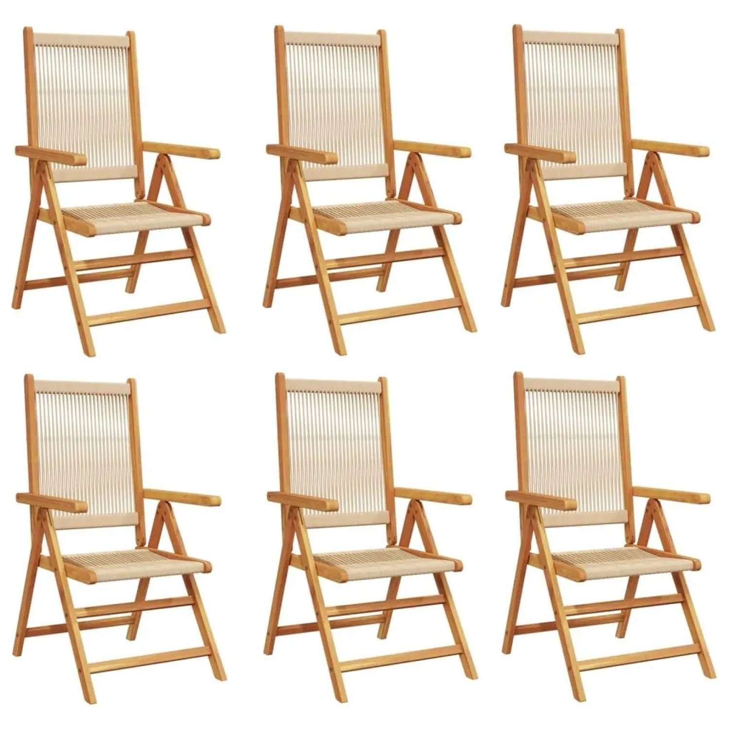 vidaXL Gartenstuhl Verstellbar 6 Stk Beige Massivholz Akazie 3214536 günstig online kaufen