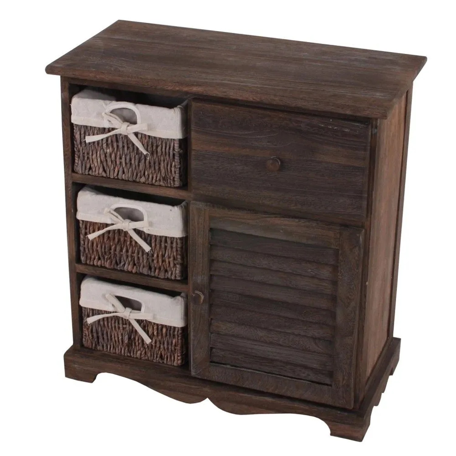 MCW Kommode Schrank mit 3 Körben Braun