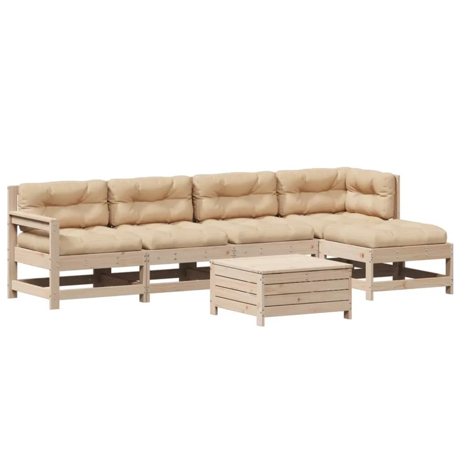 vidaXL 6-Tlg Garten-Lounge-Set mit Kissen Massivholz Kiefer 3250980 günstig online kaufen