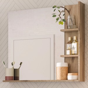 Inn.Furn Spiegel Eiche 79 x 73 cm Badspiegel mit Regal Tomaso