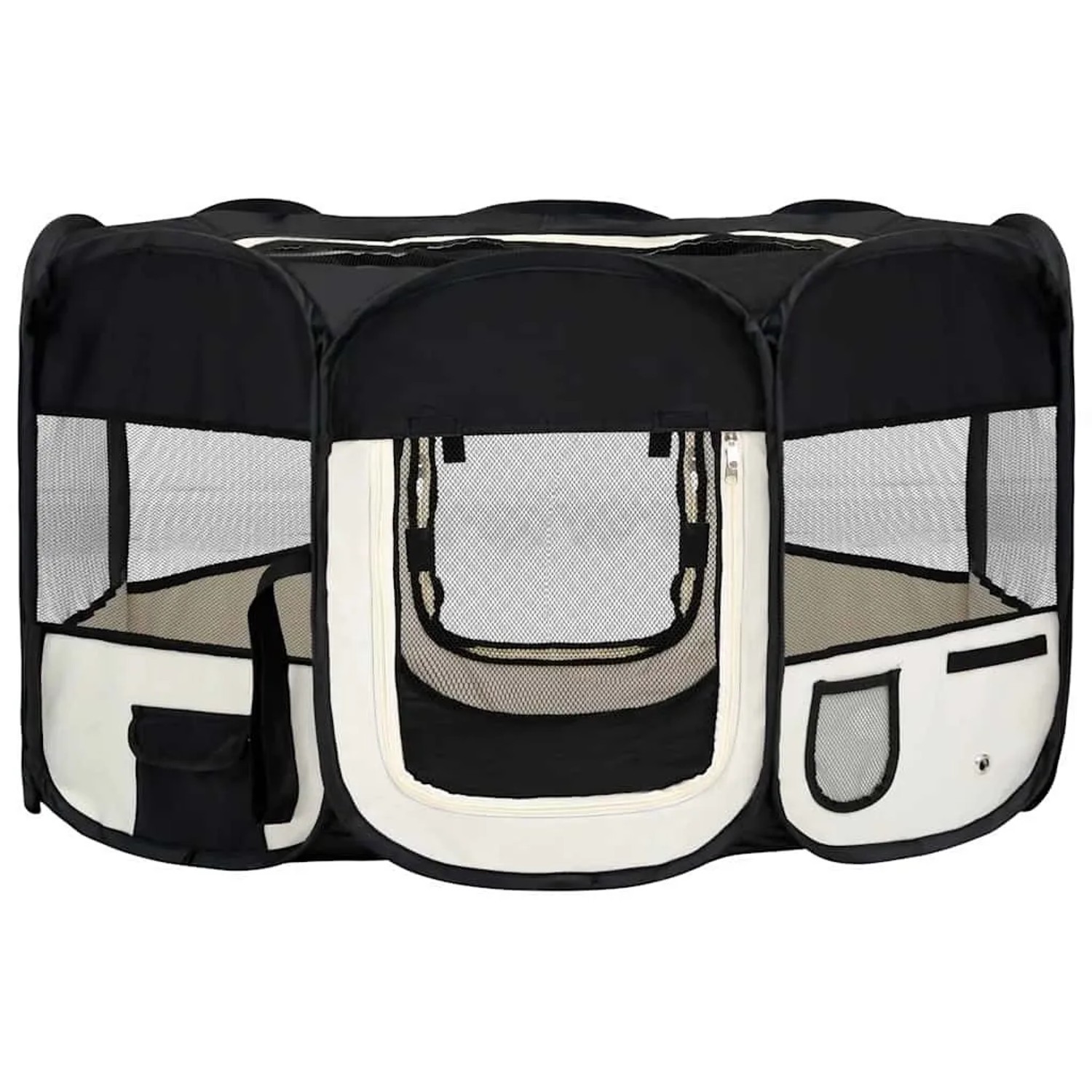 vidaXL Faltbarer Welpenlaufstall mit Tragetasche Schwarz 145x145x61 cm 171008
