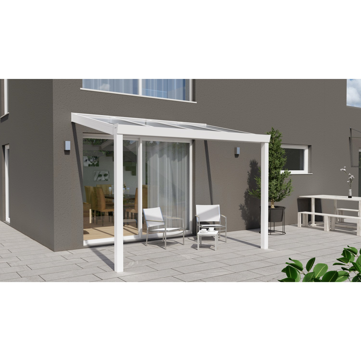 Terrassenüberdachung Professional 300 cm x 200 cm Weiß Glas günstig online kaufen