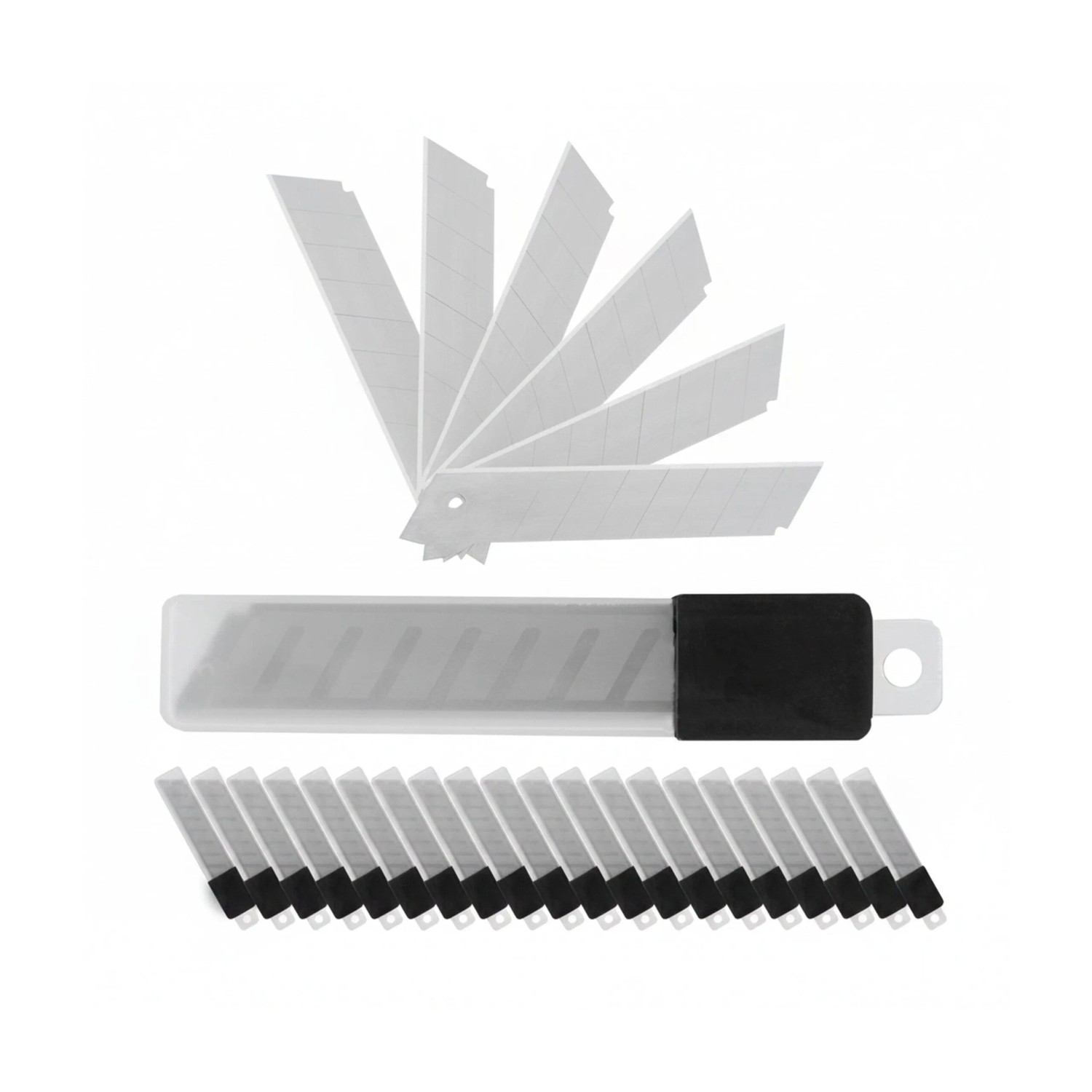 Relaxdays Abbrechklingen Set Carbonstahl Silber 7 Sollbruchstellen 18 mm 200 Stück