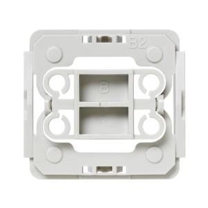 Homematic IP Adapter für Berker B2 Schalterserien, hellgrauer Kunststoffrahmen zur Hausautomation.