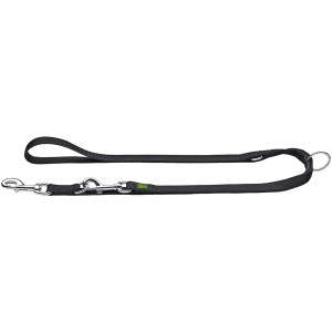 Schwarze, verstellbare Hunter Führleine Extra Long (3 m) aus Nylon für Hunde.