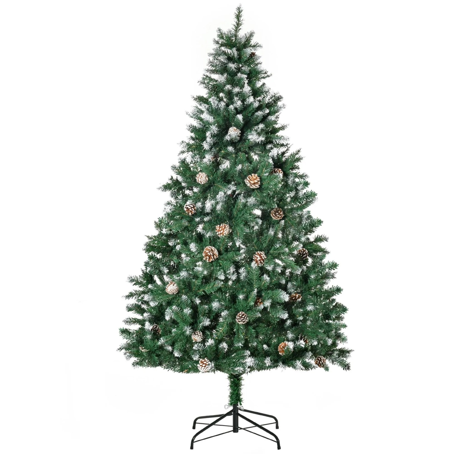 HOMCOM Weihnachtsbaum mit 59 Zapfen Kunststoff Stahl 90 x 180H cm