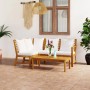4-tlg. Gartenlounge-Set aus Akazienholz mit creme-weißen Auflagen.