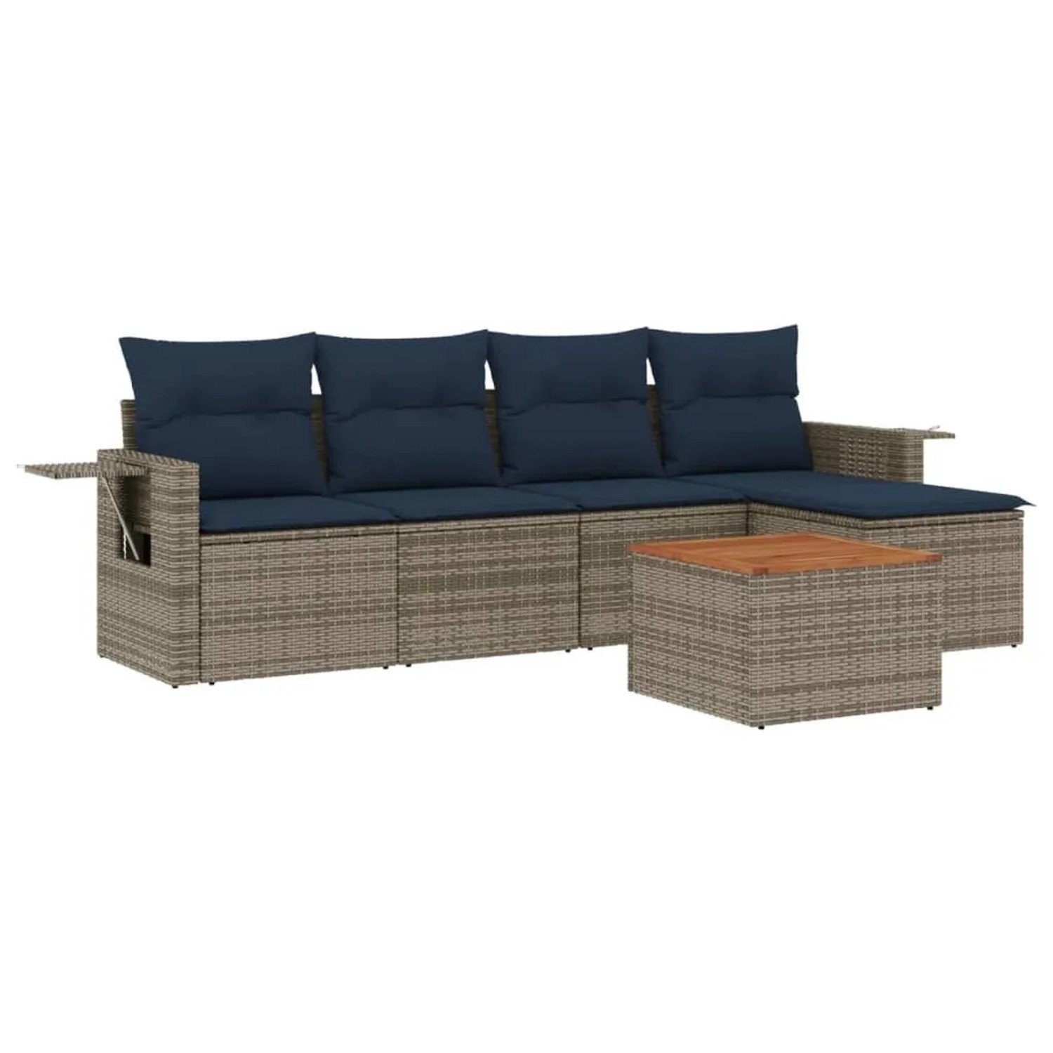 vidaXL 6-Tlg Gartensofa-Set mit Kissen Grau Polyrattan 3224542 günstig online kaufen