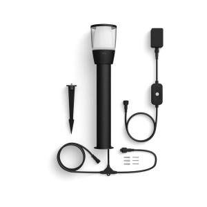 WiZ Elpas Sockelleuchte 2er-Pack, smarte Außenleuchte mit Farbwechsel, 400lm, schwarz.