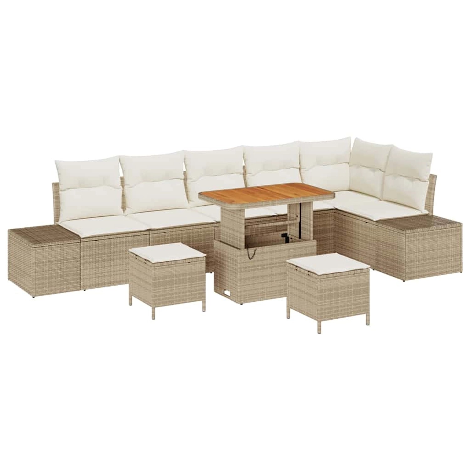 vidaXL Garten-Sofa-Set mit Kissen 9-Tlg Beige Poly Rattan 3362806 günstig online kaufen