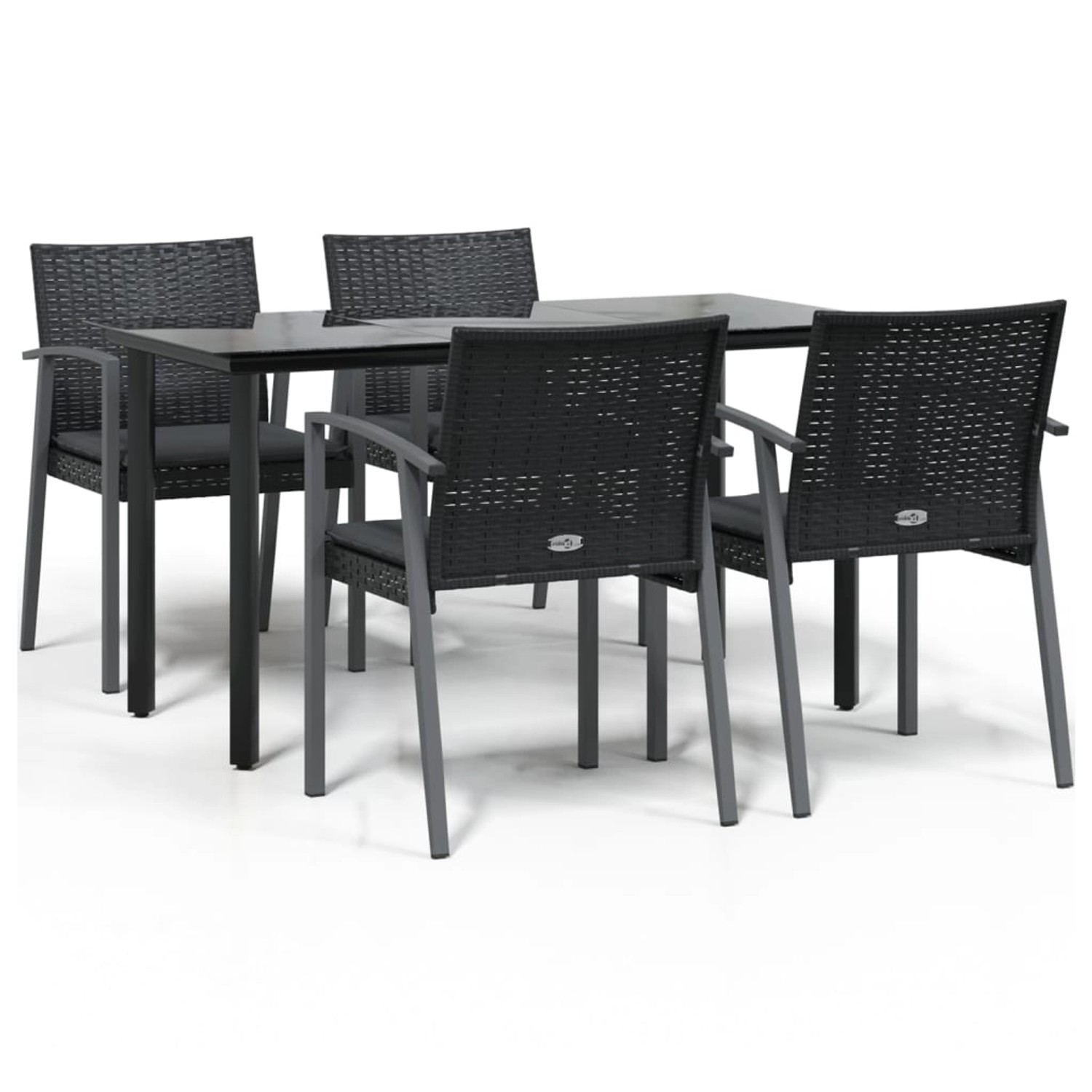 vidaXL 5-Tlg Garten-Essgruppe mit Kissen Poly Rattan und Stahl 3186991 günstig online kaufen