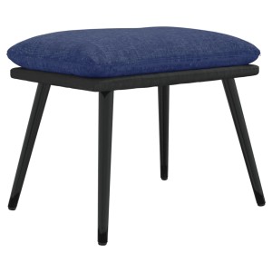 Blauer vidaXL Fußhocker (45x29,5x39 cm) mit Stoffbezug, Kunstleder-Details und Metallbeinen.