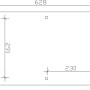 Skizze des Skan Holz Carport Wendland Eiche hell mit Maßangaben (362 x 628 cm).