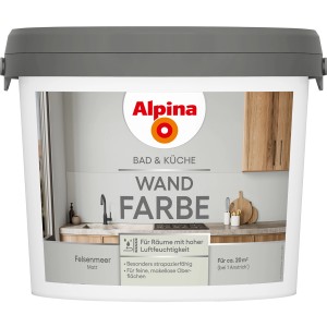 Alpina Bad & Küche Wandfarbe Felsenmeer, 2,5 l, für feuchträume, hohe Deckkraft.