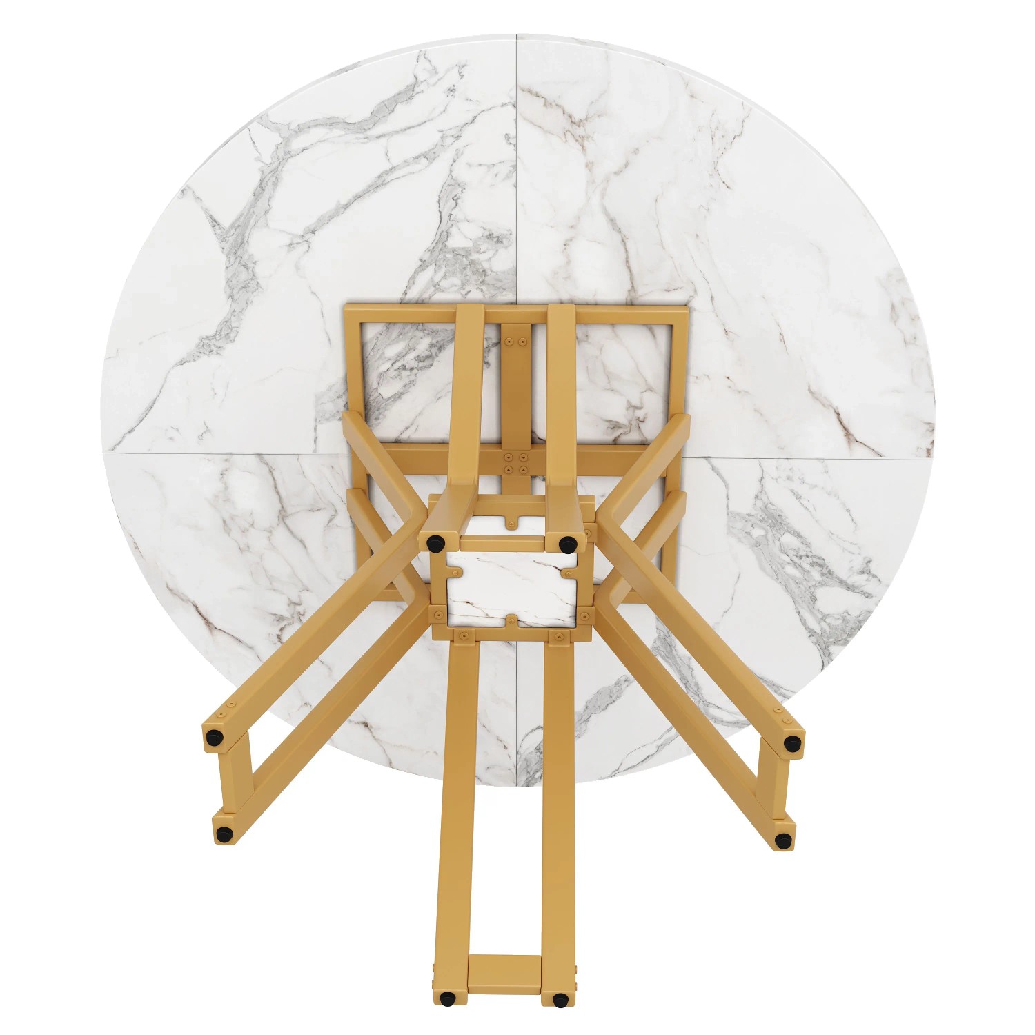 okwish Esstisch Rund für Esszimmer und Wohnzimmer 100 × 100 cm Gold/Weiß