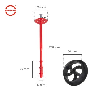 Protektor Dämmstoffdübel Set mit Stahlnagel, Rondellen und Fräser für WDVS-Systeme.