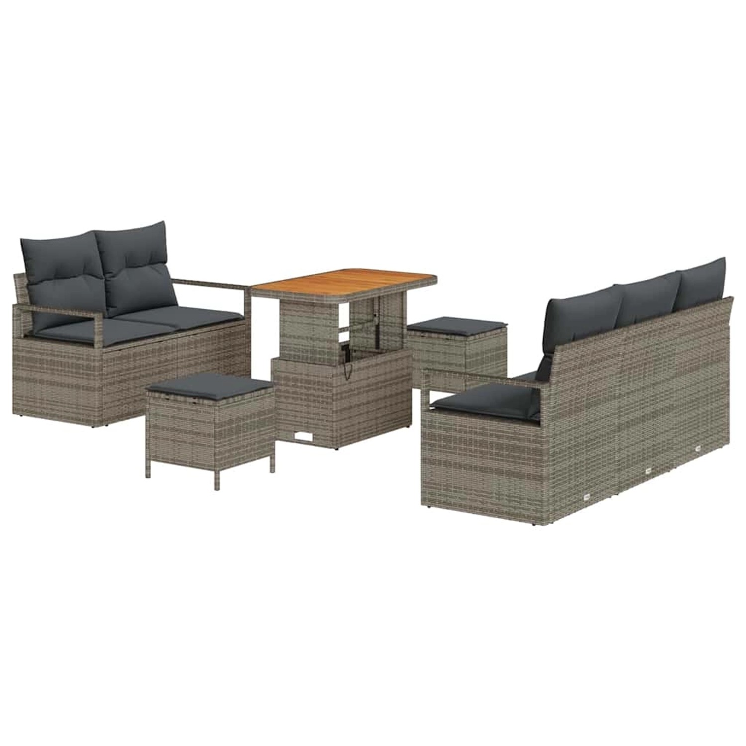 vidaXL Garten-Sofa-Set mit Kissen 8-Tlg Grau Poly Rattan 3362473 günstig online kaufen