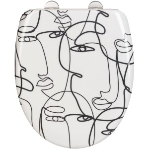 Wenko WC-Sitz Faces, weiß mit schwarzen Gesichtern, Absenkautomatik.