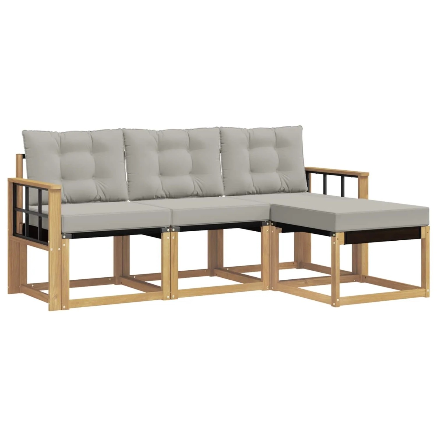 vidaXL Outdoor-Sofagarnitur mit Kissen 4-Tlg Weiß und Hellgrau 3389361