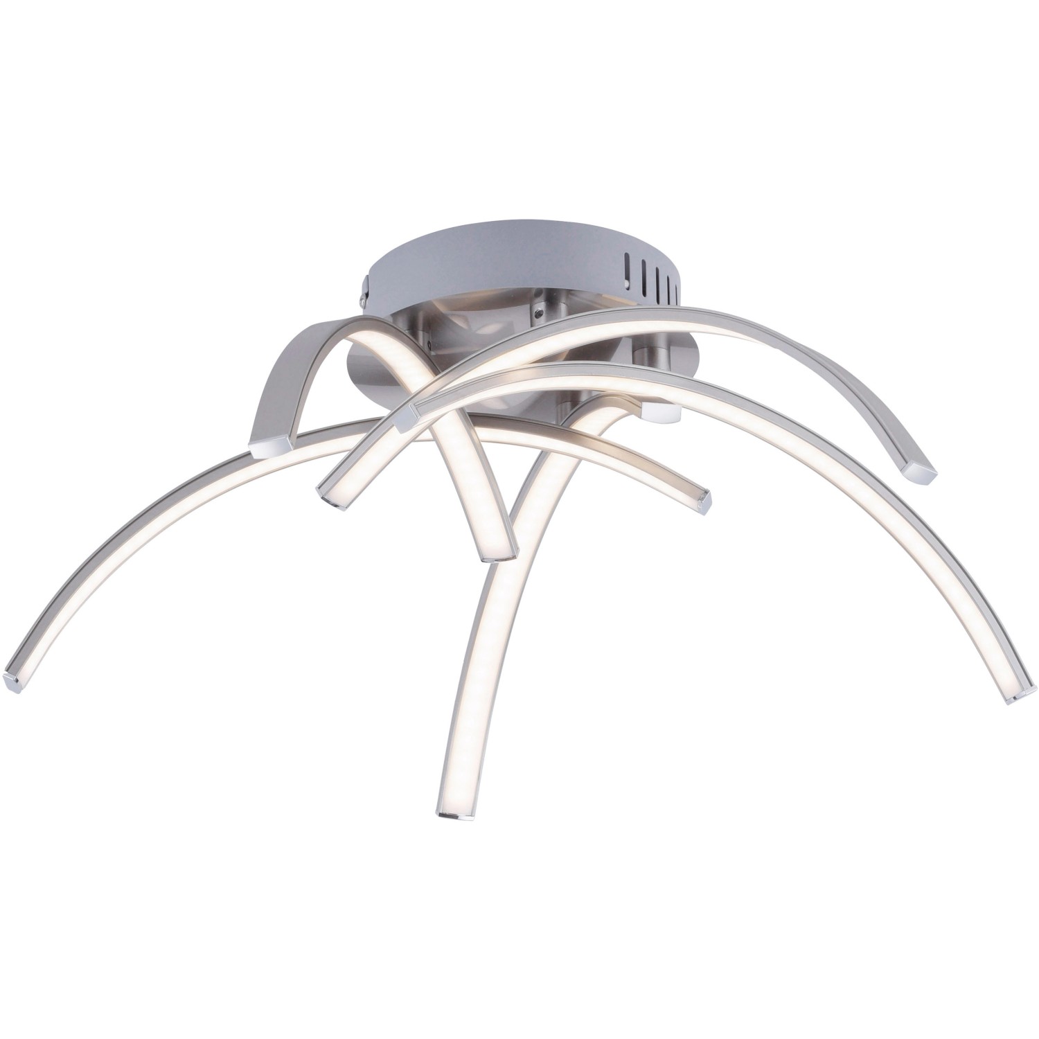 Moderne LED-Deckenleuchte Valerie in Stahloptik, 47x47 cm, warmweißes Licht für Wohnräume.