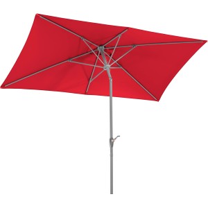 Roter Schneider Marktschirm (300x200 cm) mit Knickfunktion für flexible Schattenausrichtung.