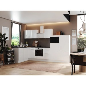 Weiße Respekta Selection Winkelküche Elisabeth RSL340WWH mit Elektrogeräten.