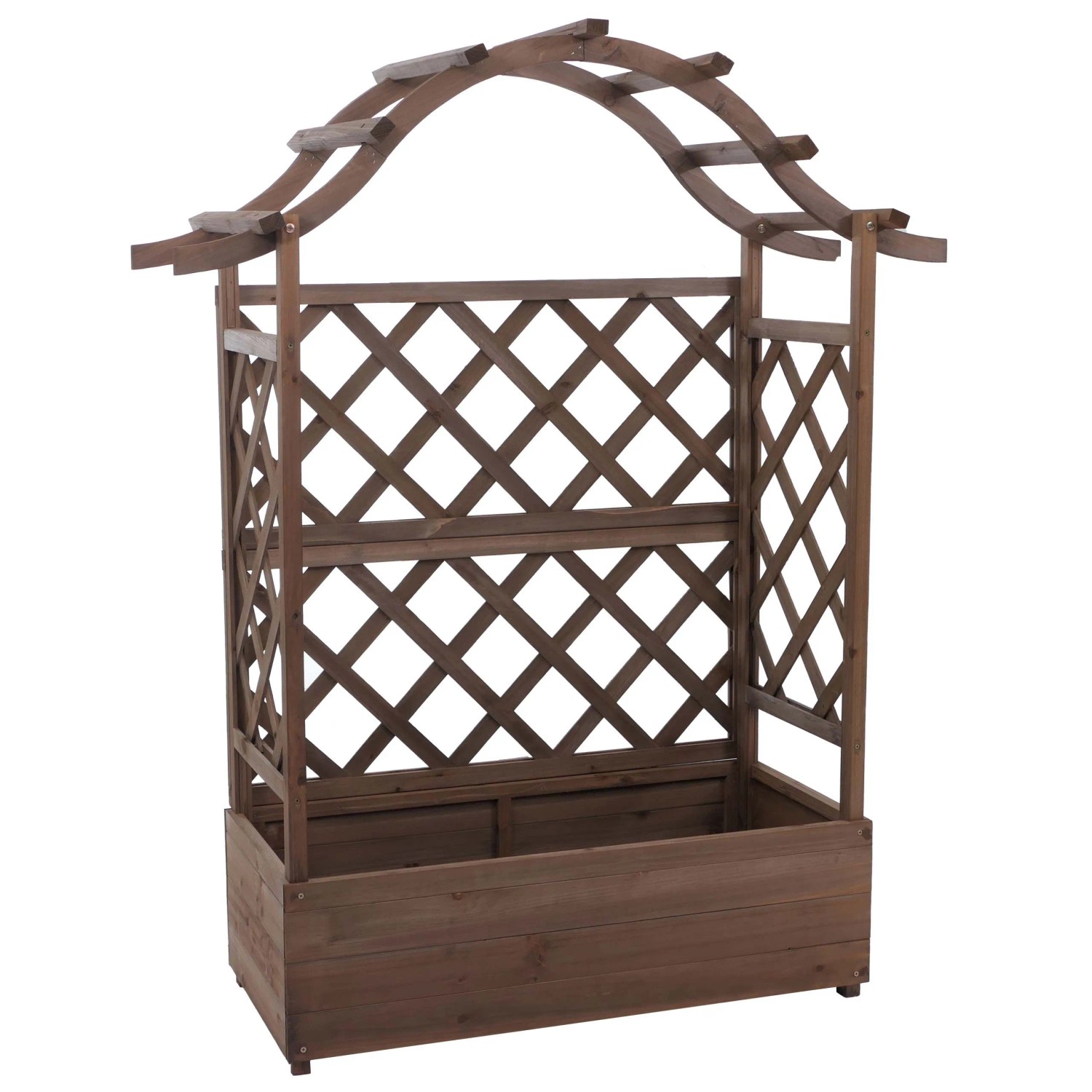 MCW Hochbeet P66 Rankgitter Spalier Holz 138x110x44cm Braun