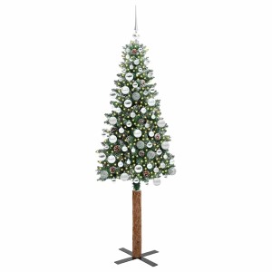 vidaXL Schlanker Weihnachtsbaum mit 300 LEDs Grün und Weiß 180 cm 3394904
